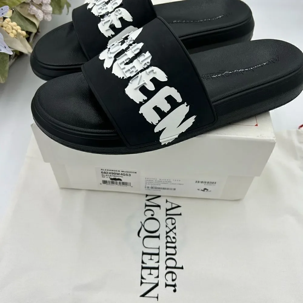 Menzel Alexander McQueen rubber graffiti pool slide size 42.5 made in Italy